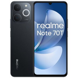 Realme Note 70T Smartphone 4GB RAM 256GB ROM Negro Obsidiana Pantalla 6.74" HD+ 90Hz Batería 6000 mAh Carga 15W IP54 Cámara IA